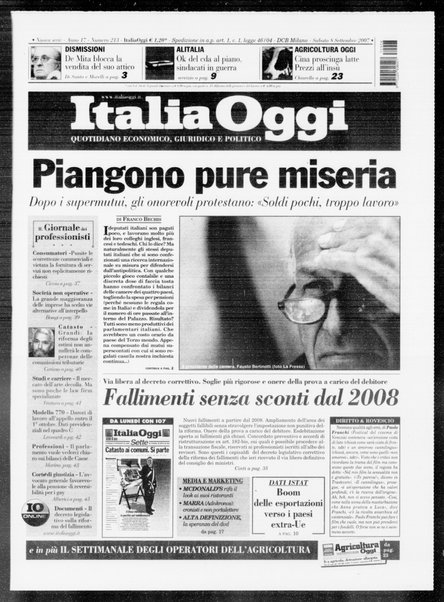 Italia oggi : quotidiano di economia finanza e politica